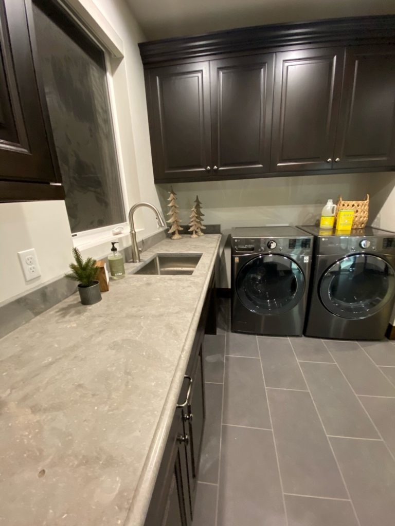 Nairobi limestone laundry-room countertop, as shown in the supplier gallery.