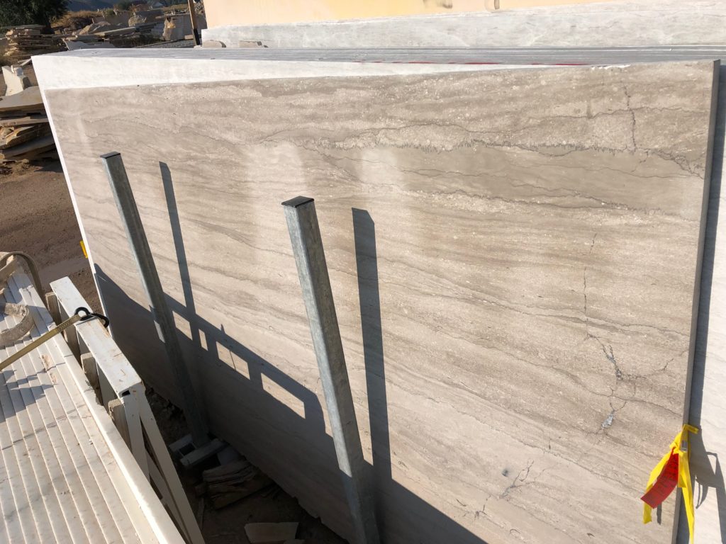 Nimbus marble slab with a leather finish.