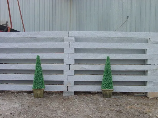 Crystal Blue granite in Granitescape fencing, shown by McCannon Granite.