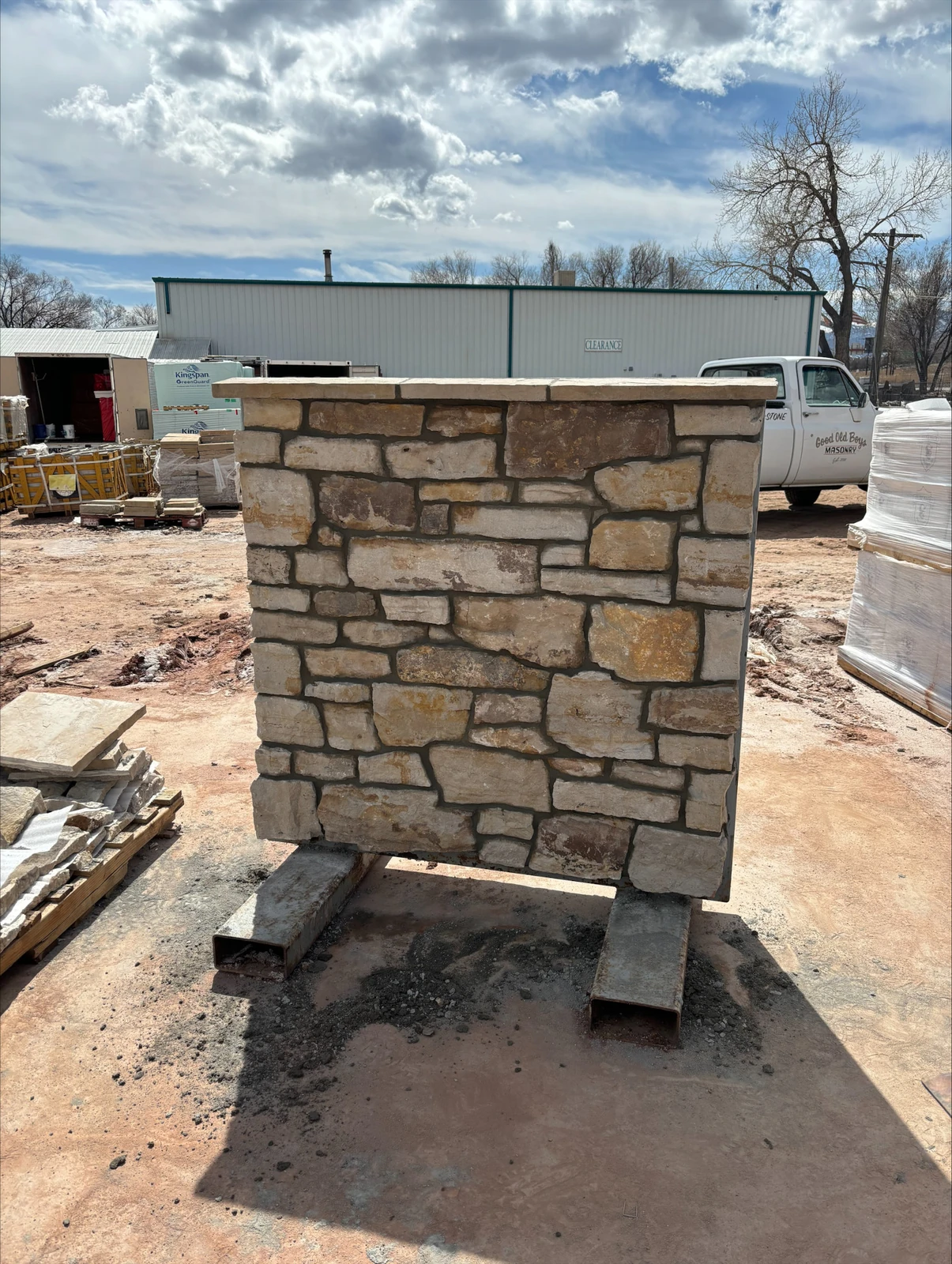 Siloam Stone: Thin stone veneer display panel at C & C Sand & Stone Co., Colorado Springs.