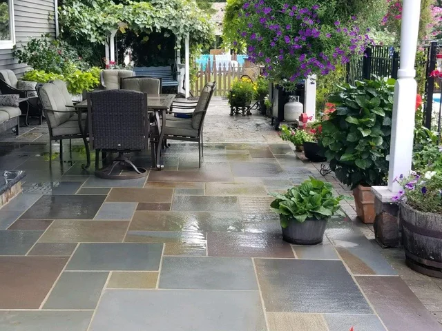 Full Color bluestone · thermal-finish patio.