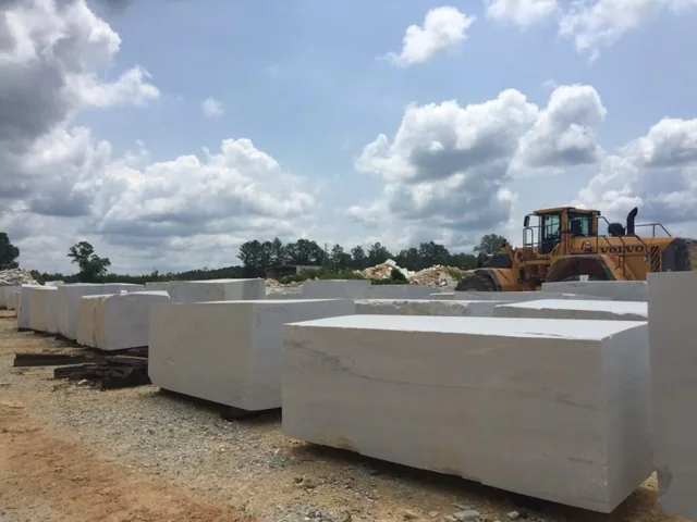 Rectangular Alabama White marble blocks prepared at the Sylacauga quarry.
